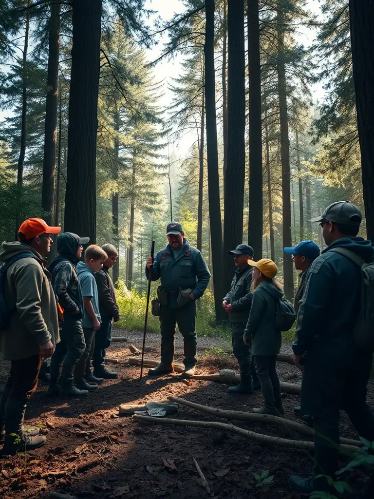 An image of a CNB 22 training session, showing experienced hunters mentoring new members on responsible hunting techniques and ethical considerations.