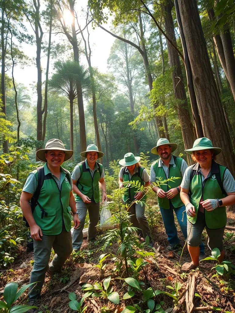 A photograph depicting members of CNB 22 participating in a woodcock habitat improvement project, planting native trees and shrubs in a forest clearing.